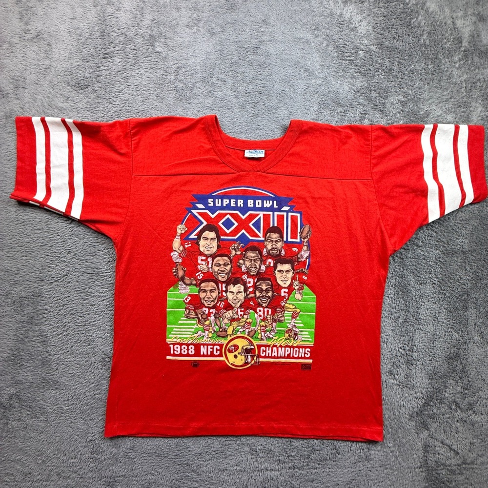 Vintage 80s Salem Sportswear San Francisco 49ers Superbowl Shirt Men XL Joe Rice